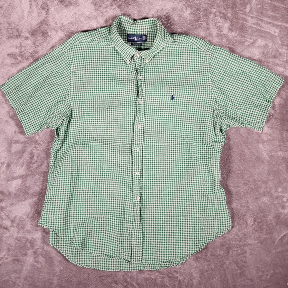 Polo Ralph Lauren Other - Ralph Lauren Button Down Mens XXL Green Excellent Linen Gingham Classic Fit